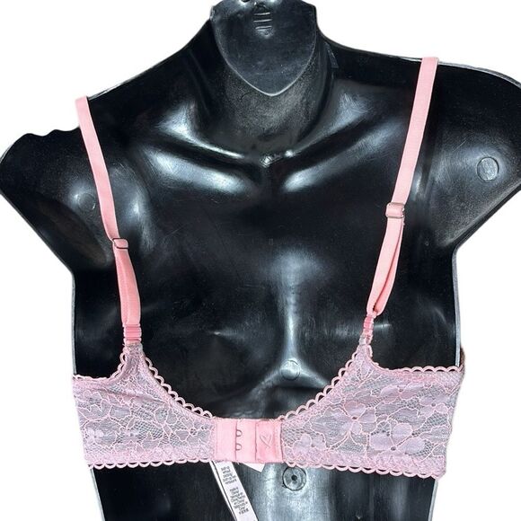 Victoria’s Secret dream angels unpadded push up coquette lace pink 32D fairy - Picture 3 of 4